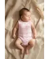 Kız Bebek Pembe Ayıcık ve Yıldız Desenli 2li Kolsuz %100 Pamuklu Zıbın Body Takımı
