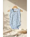 Bebek Açık Mavi Nautical Desenli Kolsuz %100 Pamuklu Çıtçıtlı Zıbın - Marin Serisi