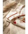 Milo Bear Bebek ve Çocuk Fitilli Pijama Takımı - Kırmızı Biyeli Ayıcık Baskılı Pamuklu Kaşkorse Takım