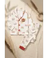 Milo Bear Bebek ve Çocuk Fitilli Pijama Takımı - Kırmızı Biyeli Ayıcık Baskılı Pamuklu Kaşkorse Takım