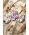 Luvy Soft 3lü Paket Pamuklu 0-6 Ay Kız Bebek Çorap Seti - Kalp ve Çizgili Desenli Antialerjik Yumuşak Doku
