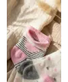 Luvy Soft 3lü Paket Pamuklu 0-6 Ay Kız Bebek Çorap Seti - Kalp ve Çizgili Desenli Antialerjik Yumuşak Doku