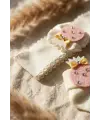 Pina Bloom Kristal Taşlı Ananas Figürlü Bebek Çorap ve Bandana Seti 0-6 Ay - 3 Parça Lüks Newborn Hediye Seti