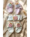 Pina Bloom Kristal Taşlı Ananas Figürlü Bebek Çorap ve Bandana Seti 0-6 Ay - 3 Parça Lüks Newborn Hediye Seti