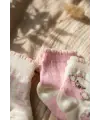 Pamuklu, Fırfırlı ve Ayıcık Nakışlı 3lü Kız Bebek Çorap Seti 0-6 Ay- Pudra Pembe & Beyaz