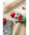 Merry Bells 3lü Yılbaşı Bebek Seti - Kırmızı ve Gri Fiyonklu Çıngıraklı Çorap & Fiyonk Kombini - Yenidoğan ve Bebek Hediye Seti