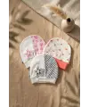 3lü % 100 Pamuklu Çiçek Aplikeli Kız Bebek Bere Şapka Seti- Kalp ve Çizgi Desenli Penye Bebek Şapkası 0-3 Ay