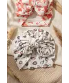 Nova & Leo 2li Bebek Bone Seti - Pamuklu Esnek Kumaş, Yıldız ve Leopar Desenli Büyük Fiyonklu Bandana