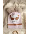 Mia Cool Cat Pembe Sim Detaylı Çift Peluş 0-6 Ay Ponponlu Bebek ve Çocuk Beresi - Yumuşak Pamuklu Mevsimlik Şapka