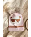 Mia Cool Cat Pembe Sim Detaylı Çift Peluş 0-6 Ay Ponponlu Bebek ve Çocuk Beresi - Yumuşak Pamuklu Mevsimlik Şapka