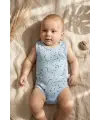2li Erkek Bebek %100 Pamuklu Kolsuz Zıbın Seti - Beyaz Denizci ve Mavi Ay-Yıldız Desenli Body Takımı
