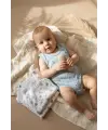 2li Erkek Bebek %100 Pamuklu Kolsuz Zıbın Seti - Beyaz Denizci ve Mavi Ay-Yıldız Desenli Body Takımı