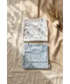 2li Erkek Bebek %100 Pamuklu Kolsuz Zıbın Seti - Beyaz Denizci ve Mavi Ay-Yıldız Desenli Body Takımı