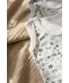 Erkek Bebek 3lü Sıfır Kol Pamuklu Body Seti - Renkli Doodle Desenli Zıbın Takımı - Mavi Beyaz Gri