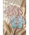 Teddy Guard Sıvı Geçirmez Uzun Kollu Bebek Mama Önlüğü 2li Set - 6-24 Ay Leke Tutmaz BLW Uyumlu Ayıcık Desenli Mama Önlüğü