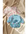 TinyJoy Su Geçirmez Uzun Kollu Mama Önlüğü Seti 6-24 Ay - 2li Paket Ayıcık ve Balina Desenli Leke Tutmaz BLW Önlüğü
