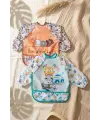2li Sıvı Geçirmez Uzun Kollu Mama Önlüğü 6-24 Ay- BLW Uyumlu, Kırıntı Cepli, Leke Tutmaz Bebek Yemek ve Aktivite Önlüğü