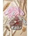 Bloom 2li Paket Sıvı Geçirmez Uzun Kollu Bebek Mama Önlüğü -6-24 Ay Pembe Kuğu ve Ceylan Desenli BLW Önlük Seti