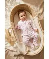 Mila Soft Safari Pembe Hayvan Figürlü %100 Pamuklu Patikli Bebek Pijama Takımı - Yumuşak Dokulu 2li Set