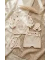 Flora Mini Lady %100 Pamuklu Puantiyeli Krem Yenidoğan Hastane Çıkışı - 5 Parça Bebek Takımı