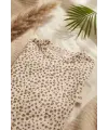 Leopar Detaylı Boneli Kız Bebek Tulumu. Ayaklı % 100 Pamuklu 0-3 Ay