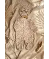 Leopar Detaylı Boneli Kız Bebek Tulumu. Ayaklı % 100 Pamuklu 0-3 Ay