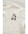 Milk Desenli Beyaz % 100 Pamuk, Ayaksız Erkek Bebek Tulumu 0-3 Ay