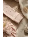 Noktalı Çiçek Detaylı Boneli Kız Bebek Tulumu. Ayaklı % 100 Pamuklu 0-3 Ay