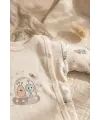 Nova Pamuklu 3’lü Bebek Takımı - 0-3 Ay Mavi Fitilli Legging, Uzay Temalı Kruvaze Üst Alt ve Bere Seti
