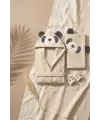 Sevimli Gülen Panda Figürlü Bamboo Bebek Bornoz Seti 0-2 Yaş Kutulu