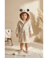 Sevimli Gülen Panda Figürlü Bamboo Bebek Bornoz Seti 0-2 Yaş Kutulu