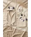 Sevimli Gülen Panda Figürlü Bamboo Bebek Bornoz Seti 0-2 Yaş Kutulu