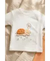 Turtle Hug %100 Pamuklu 3’lü Yenidoğan Bebek Takımı 0-3 Ay - Yan Çıtçıtlı Üst, Patikli Pantolon ve Bere Seti