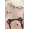Ayıcık Nakışlı % 100 Pamuk 2li Erkek Bebek Takım