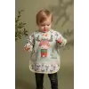 Geyik Desenli Sıvı Geçirmez Uzun Kollu Unisex Bebek Mama ve Aktivite Önlüğü 6-24 Ay