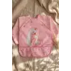 Swan Dream Toz Pembe Sıvı Geçirmez Kollu Bebek Mama Önlüğü - BLW Uyumlu Leke Tutmaz Ek Gıda Önlüğü 6-24 Ay