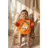 Zestie Turuncu Neşeli Portakal Desenli Uzun Kollu Sıvı Geçirmez Bebek Mama ve Etkinlik Önlüğü 6-24 Ay