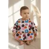 Lulu Kuzu Desenli Su Geçirmez Uzun Kollu Bebek Mama Önlüğü - BLW Uyumlu ve Leke Tutmaz Aktivite Önlüğü 6-24 Ay