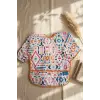 Boho Dream Etnik Desenli Sıvı Geçirmez Uzun Kollu Bebek Mama Önlüğü - BLW Uyumlu Kırıntı Cepli Mama Koruyucu 6-24 Ay