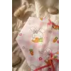 Pembe Ekoseli Tavşan Figürlü Uzun Kollu Bebek Mama Önlüğü - Su Geçirmez Sıvı Tutmaz Cepli BLW Önlüğü 6-24 Ay