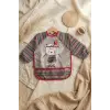 Tribal Bear Serisi Sıvı Geçirmez Uzun Kollu Bebek Mama ve Etkinlik Önlüğü - Boho Tasarım Kırıntı Cepli Smock 6-24 Ay