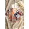 Tribal Bear Serisi Sıvı Geçirmez Uzun Kollu Bebek Mama ve Etkinlik Önlüğü - Boho Tasarım Kırıntı Cepli Smock 6-24 Ay