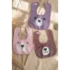 Beary Comfort 3lü Paket Sıvı Geçirmez Leke Tutmaz Ayıcık Figürlü Bebek Mama Önlüğü Seti - Pastel Renkler & Ayarlanabilir Boyun Bandı 0-12 Ay