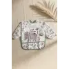 Safari Temalı Sıvı Geçirmez Uzun Kollu Bebek Mama Önlüğü - Fil Desenli BLW Uyumlu Koruyucu Aktivite Önlüğü 6-24 Ay