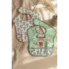 Bebe-Sty 2li Paket Sıvı Geçirmez Cepli Bebek Mama Önlüğü - Yeşil Geyik Figürlü Little Gentleman Tasarımı 0-12 Ay