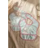Mallow Bunny Sıvı Geçirmez Leke Tutmaz 2li Bebek Mama Önlüğü Seti - Tavşan Desenli, Mama Cepli, Cırtlı Mint-Pembe 0-12 Ay