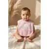 Bella Bear 2li Sıvı Geçirmez Cepli Mama Önlüğü - Pembe Balerin Ayıcık Desenli Leke Tutmaz Bebek Önlüğü 0-12 Ay