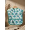 Baveta Tropikal Yaprak Desenli Sıvı Geçirmez Cepli Bebek Mama Önlüğü - BLW Uyumlu Leke Tutmaz Geniş Kesim Smock Önlük 6-24 Ay