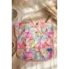 Aura Flora Sanatsal Çiçek Desenli Sıvı Geçirmez Cepli Leke Tutmaz Bebek Mama Önlüğü - Premium Kalite Yumuşak Doku 6-24 aY