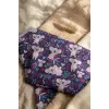 Koala Dream Sıvı Geçirmez Cepli Bebek Mama Önlüğü - Mor Desenli Leke Tutmaz Geniş Ek Gıda Önlüğü 6-24 Ay